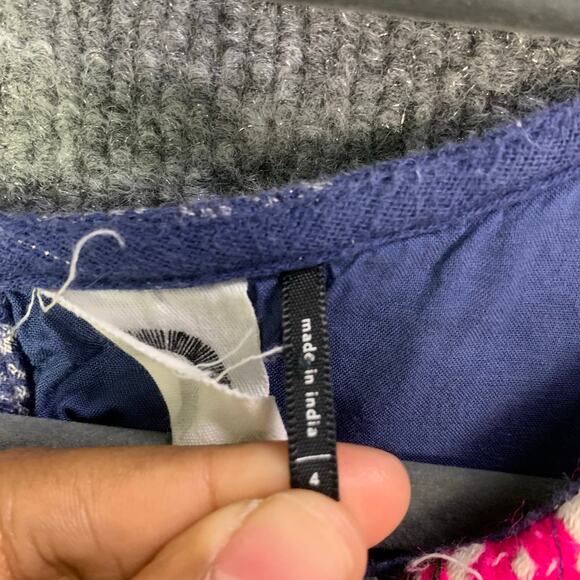 ANTHROPOLOGIE AKEMI KIN Dress Sz 4 Embroidered Metallic Cotton Morwen Shift - Picture 9 of 13